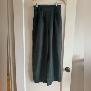 Vintage d.frank Emerald Green Sueded Rayon Wide Leg Trousers | High Waist